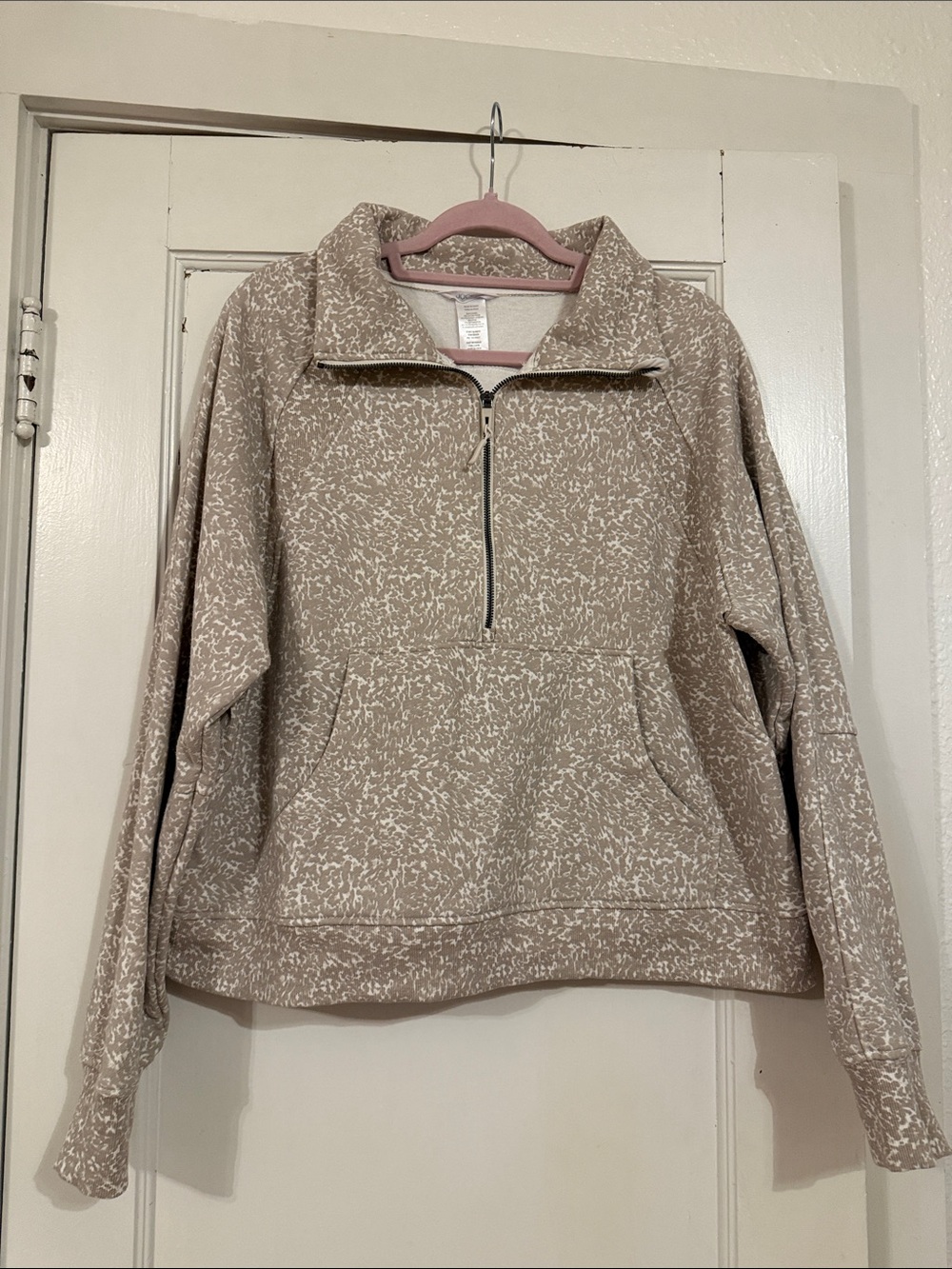 Jockey Taupe Speckle Half-Zip Pullover Sweater